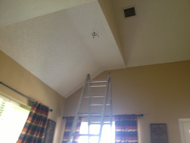 With high ceiling, you need a good ladder (and a husband who's not afraid of heights).